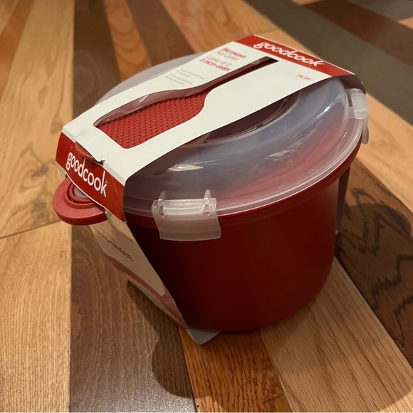 GoodCook Red Microwave Rice Steamer with Nonstick Rice Paddle - Picture 3 of 5